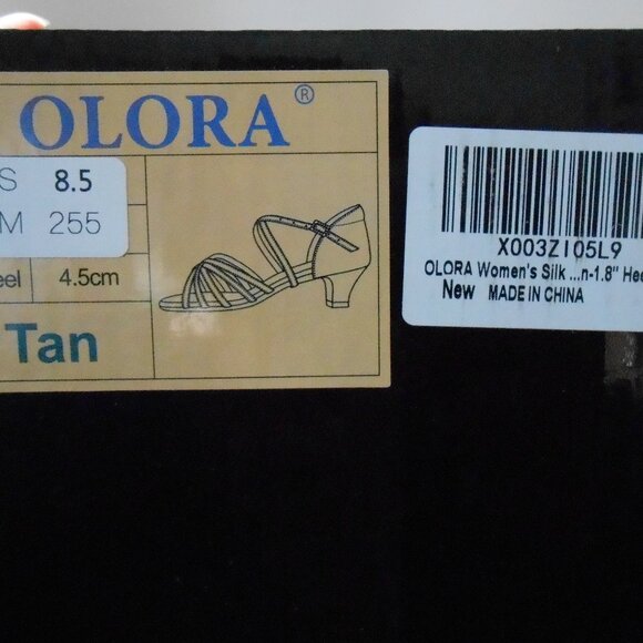 Olora Tan Women's Silk Dancing Shoes Soft Sole 1.8" Heel-Sz 8.5M-Carry Bag-NIB - Picture 3 of 8